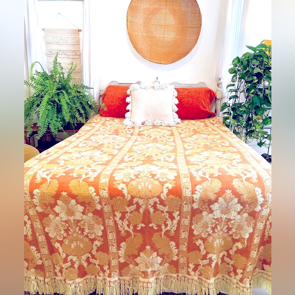 Fabulous Vintage Queen Fringed Bedspread by Sears
